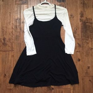 black tank dress with attached white long sleeve